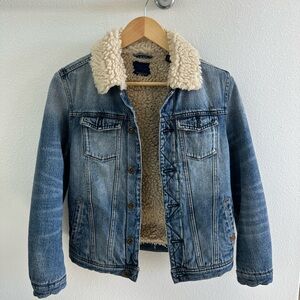 Scotch & Soda Denim Jacket with Cream Sherpa Lining